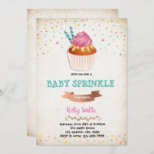 Cupcake baby sprinkle-partijuitnodiging kaart (Voorkant / Achterkant)