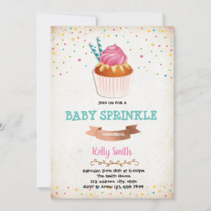 Cupcake baby sprinkle-partijuitnodiging kaart