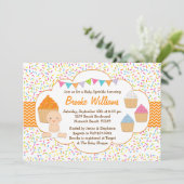 Cupcake Baby Sprinkle Shower Invitation Neutraal Kaart (Staand voorkant)