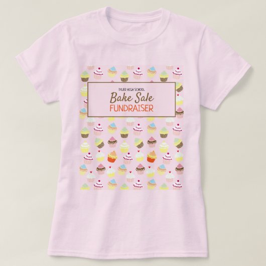 Cupcake Background, Charity Bake Sale Event T-shirt (Design voorkant)