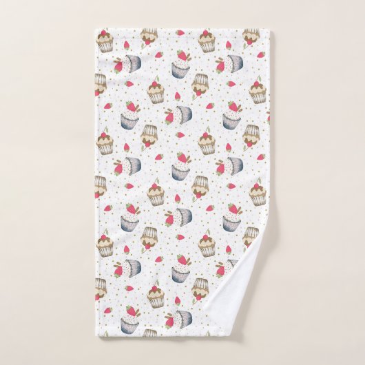 Cupcake badhanddoek set – roze Polka Dot Dessert T Bad Handdoek (Handdoek)