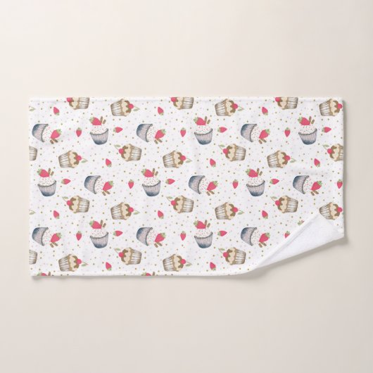 Cupcake badhanddoek set – roze Polka Dot Dessert T Bad Handdoek (Handdoek)