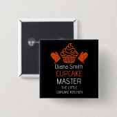 Cupcake bakcursus vierkante button 5,1 cm (Voorkant /achterkant)
