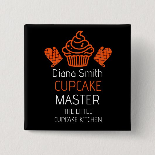 Cupcake bakcursus vierkante button 5,1 cm (Voorkant)