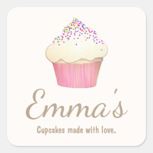 Cupcake Baker Bakery Chef Catering Vierkante Sticker
