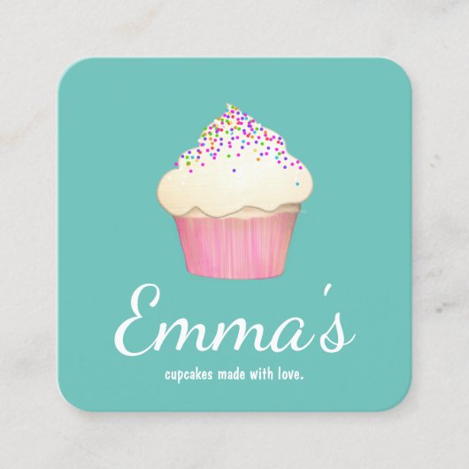 Cupcake Baker Bakery Chef Catering Vierkante Visitekaartje (Voorkant)
