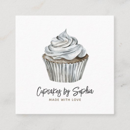 Cupcake Baker Bakery Chef Catering Vierkante Visitekaartje (Voorkant)