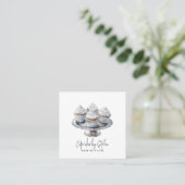 Cupcake Baker Bakery Chef Catering Vierkante Visitekaartje (Staand voorkant)