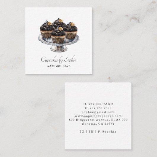 Cupcake Baker Bakery Chef Catering Vierkante Visitekaartje (Voorkant / Achterkant)