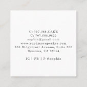 Cupcake Baker Bakery Chef Catering Vierkante Visitekaartje (Achterkant)