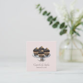 Cupcake Baker Bakery Chef Catering Vierkante Visitekaartje (Staand voorkant)