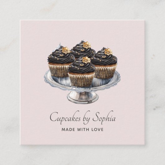 Cupcake Baker Bakery Chef Catering Vierkante Visitekaartje (Voorkant)