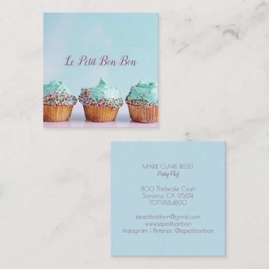 Cupcake Baker Bakery Pastry Chef Catering Vierkante Visitekaartje (Voorkant / Achterkant)