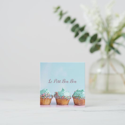 Cupcake Baker Bakery Pastry Chef Catering Vierkante Visitekaartje (Staand voorkant)