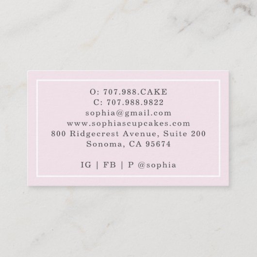 Cupcake Baker Bakery Pastry Chef Catering Visitekaartje (Achterkant)