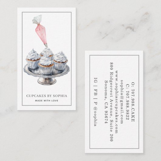Cupcake Baker Bakery Pastry Chef Catering Visitekaartje (Voorkant / Achterkant)
