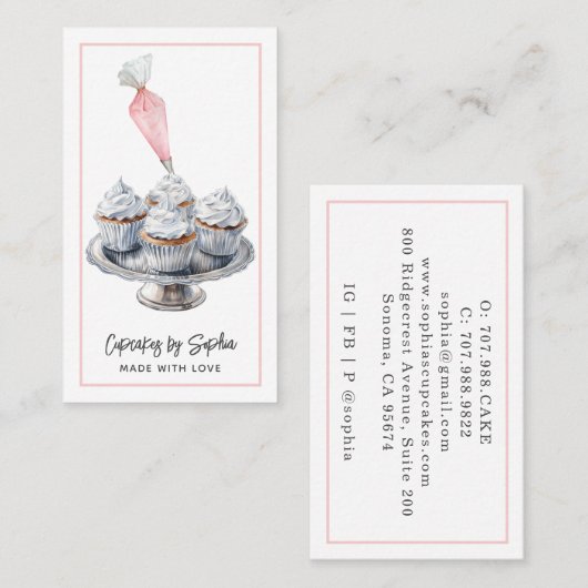 Cupcake Baker Bakery Pastry Chef Catering Visitekaartje (Voorkant / Achterkant)