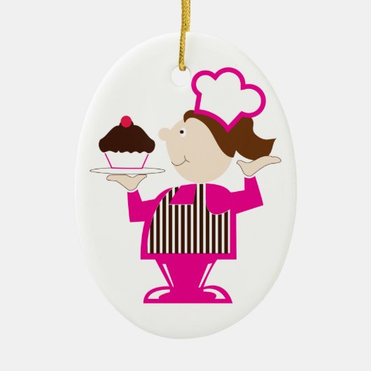 Cupcake Baker Keramisch Ornament (Voorkant)