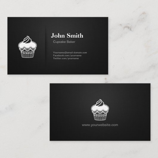 Cupcake Baker - Professional Premium Black Mesh Visitekaartje (Voorkant / Achterkant)