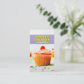 Cupcake Baker & Sweet Treats | Pastel Bakery Visitekaartje (Staand voorkant)
