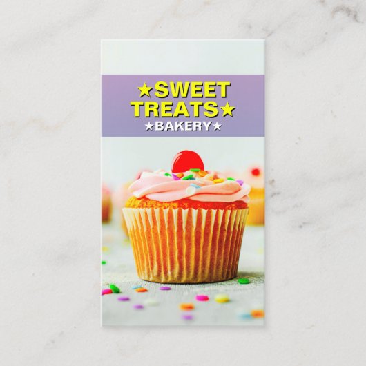 Cupcake Baker & Sweet Treats | Pastel Bakery Visitekaartje (Voorkant)