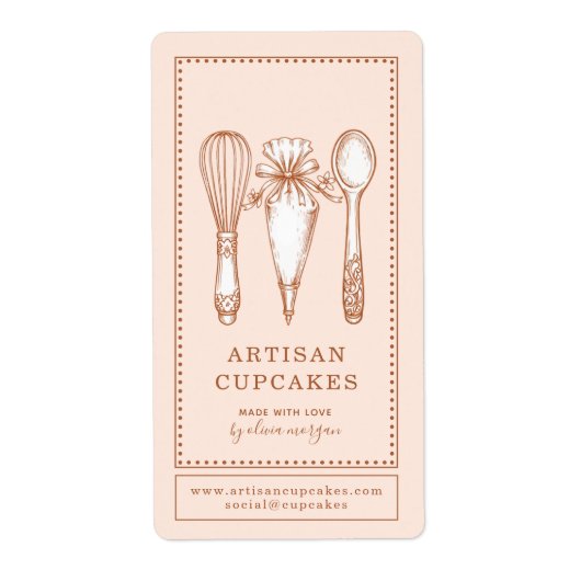 Cupcake Bakery Baking Utensils Product Labels (Voorkant)