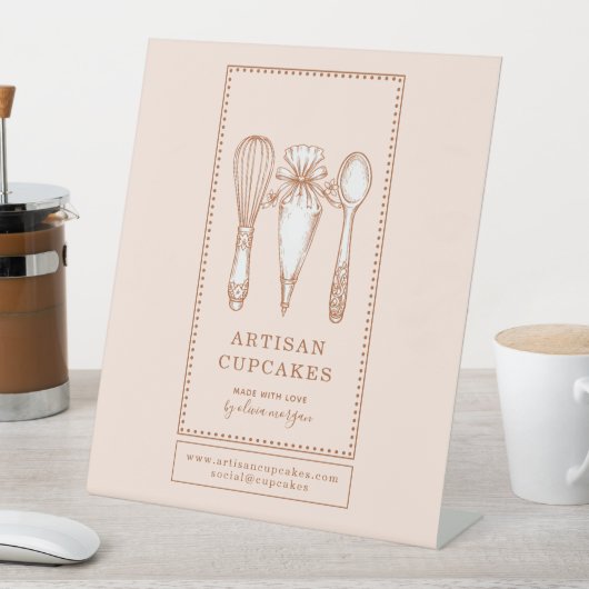 Cupcake Bakery Baking Utensils  Reclamebord Met Voetstuk (Insitu)