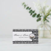 Cupcake Bakery Black White Damask Visitekaartje (Staand voorkant)