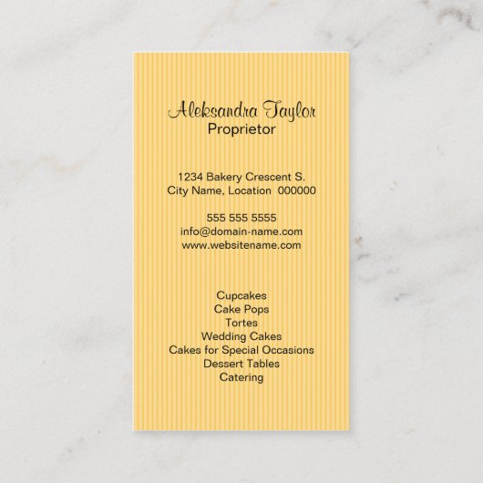 Cupcake Bakery Boutique Visitekaartje (Achterkant)