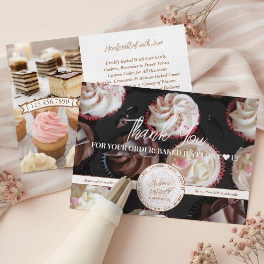 Cupcake Bakery Business Photo Thank You for Order  Bedankkaart