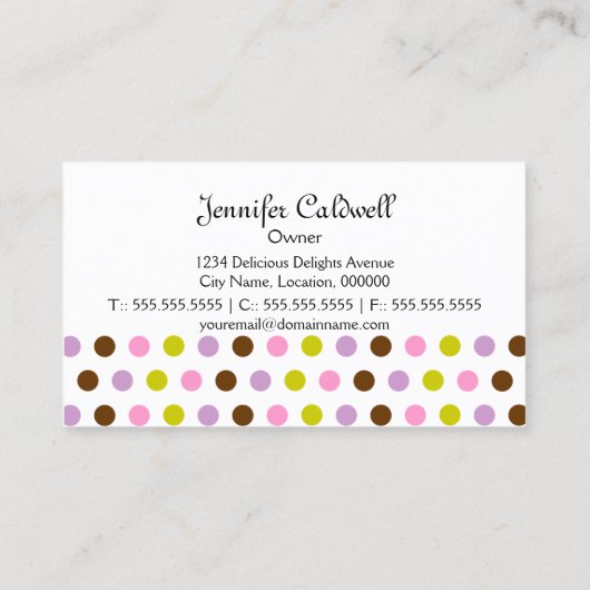 Cupcake Bakery Cloud Visitekaartje (Achterkant)