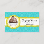 Cupcake Bakery Damask Scalloped Border Visitekaartje (Voorkant)