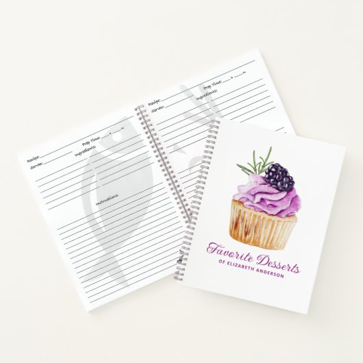 Cupcake Bakery Dessert Recipe Cookbook Notitieboek (Binnen)