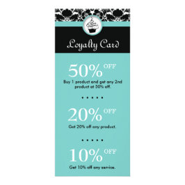 Cupcake Bakery Desserts Flower Damask Blue Reclamekaart