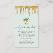 Cupcake Bakery Emerald Green Faux Gold Foil Drip Visitekaartje (Achterkant)