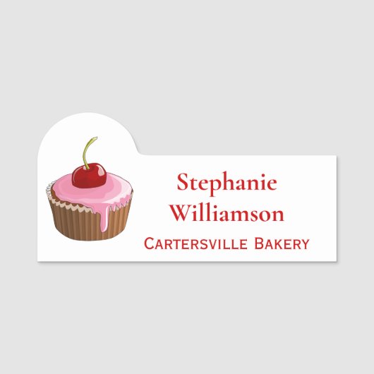 Cupcake Bakery Employee Name Store of Trade Show Naamplaatje (Voorkant)