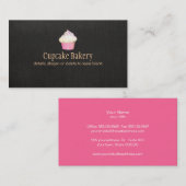Cupcake Bakery Faux Black Linen Visitekaartje (Voorkant / Achterkant)