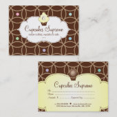 Cupcake Bakery Gift Certificate Stip White Yellow Kortingskaartje (Voorkant / Achterkant)