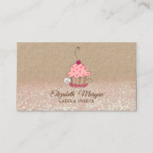 Cupcake,Bakery Glitter Ombre Rustic Kraft Visitekaartje (Voorkant)
