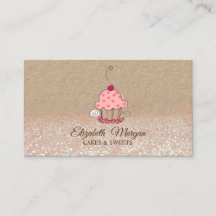 Cupcake,Bakery Glitter Ombre Rustic Kraft Visitekaartje