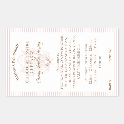 Cupcake Bakery Ingredients & Allergy Food Label (Voorkant)