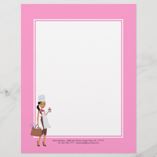 Cupcake Bakery Letterhead African American #1 Briefhoofd Sjabloon (Voorkant)