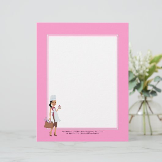 Cupcake Bakery Letterhead African American #1 Briefhoofd Sjabloon (Staand voorkant)