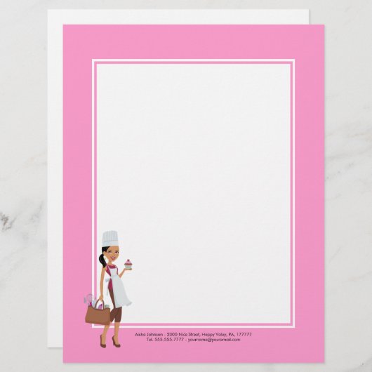 Cupcake Bakery Letterhead African American #1 Briefhoofd Sjabloon (Voorkant / Achterkant)