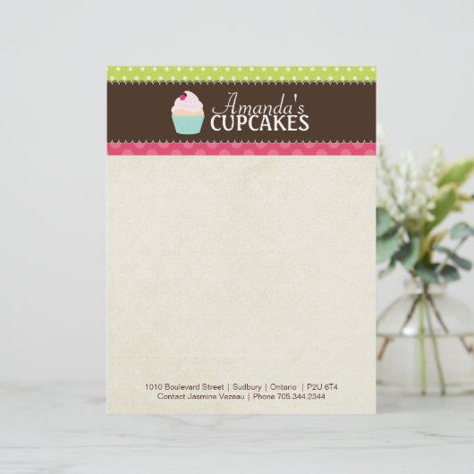 Cupcake Bakery Letterhead Briefhoofd Ontwerp (Staand voorkant)