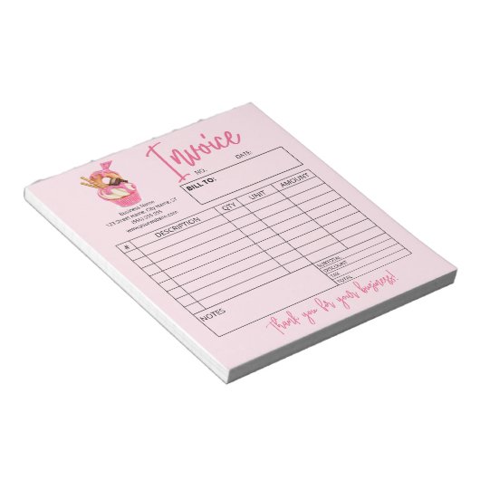 Cupcake Bakery Logo Order Form Factuur Notitieblok (Schuin)