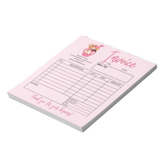Cupcake Bakery Logo Order Form Factuur Notitieblok (Linkerzijde)