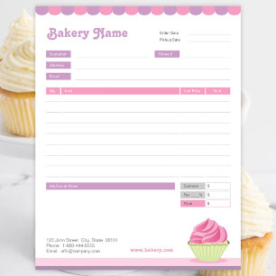 Cupcake Bakery Order Form of Factuur Notitieblok