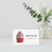 Cupcake Bakery Pastry Chef Rood Wit Visitekaartje (Staand voorkant)