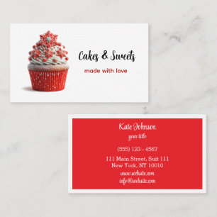 Cupcake Bakery Pastry Chef Rood Wit Visitekaartje